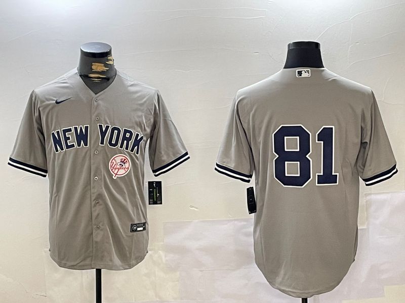 Men New York Yankees #81 No Name Grey Game 2024 Nike MLB Jersey style 10276->houston texans->NFL Jersey